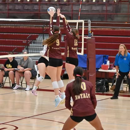 Girls playing volleyball